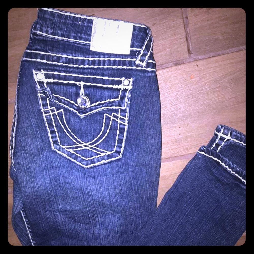 L. A. IDOL DARK Jeans with bold stitching • Size 9